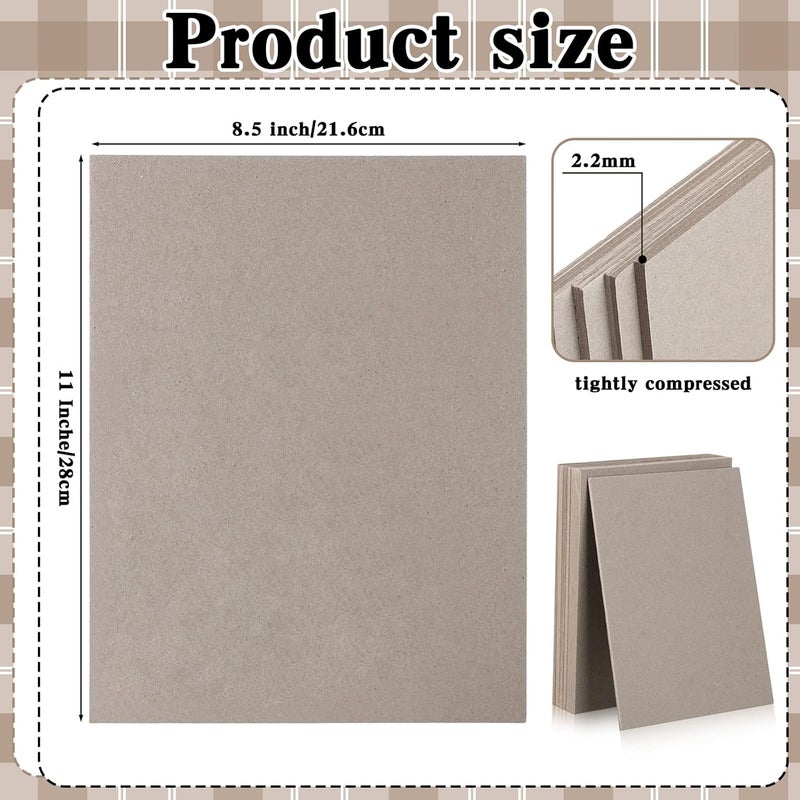 BBTO 20 Pcs Book Board, Binders Board Chipboard Designer Bookboard Heavy Duty Chipboard Sheets Bookbinding Supplies for Book Binding Materials Cover(8.5 x 11 In,80 Pt) - Image 3